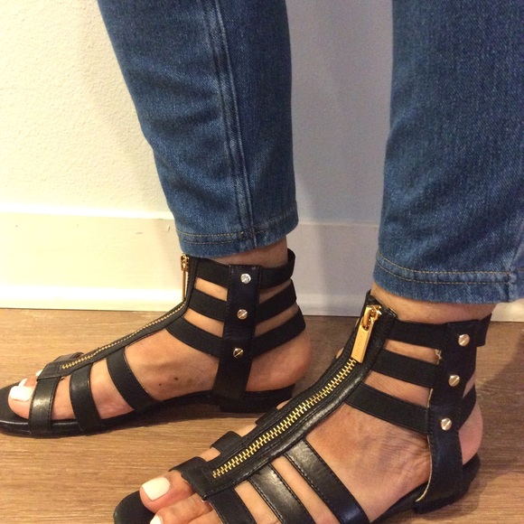 Black and Gold Michael Kors Gladiator Sandals - Picture 3 of 6